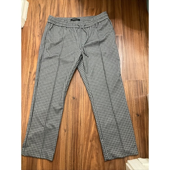 Liverpool Jeans Company Pants - Liverpool Los Angeles Plaid Pull Women's Pants Drawstring   Size L Black-gray